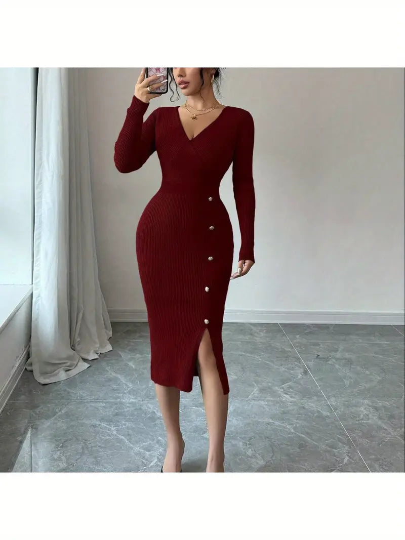 Women'S Elegant V-Neck Sleeveless Dress