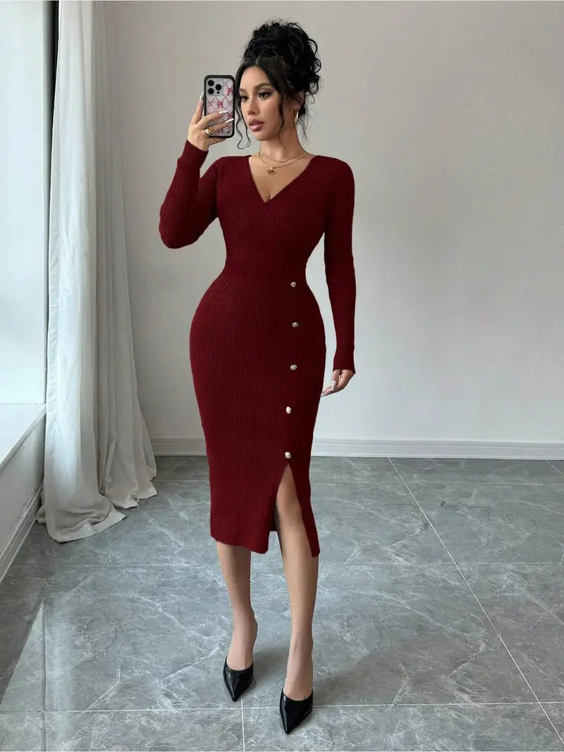 Women'S Elegant V-Neck Sleeveless Dress