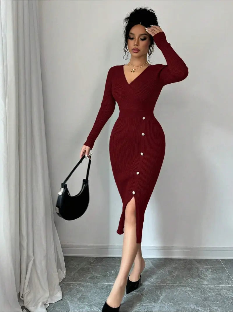 Women'S Elegant V-Neck Sleeveless Dress