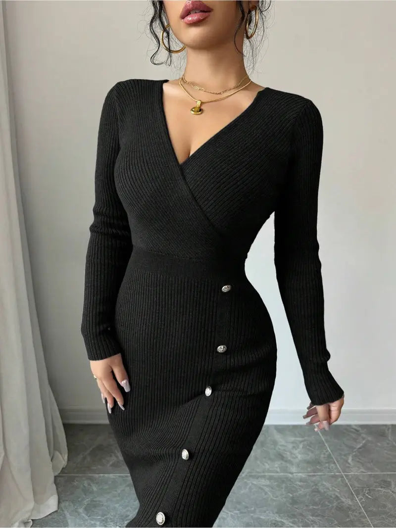 Women'S Elegant V-Neck Sleeveless Dress
