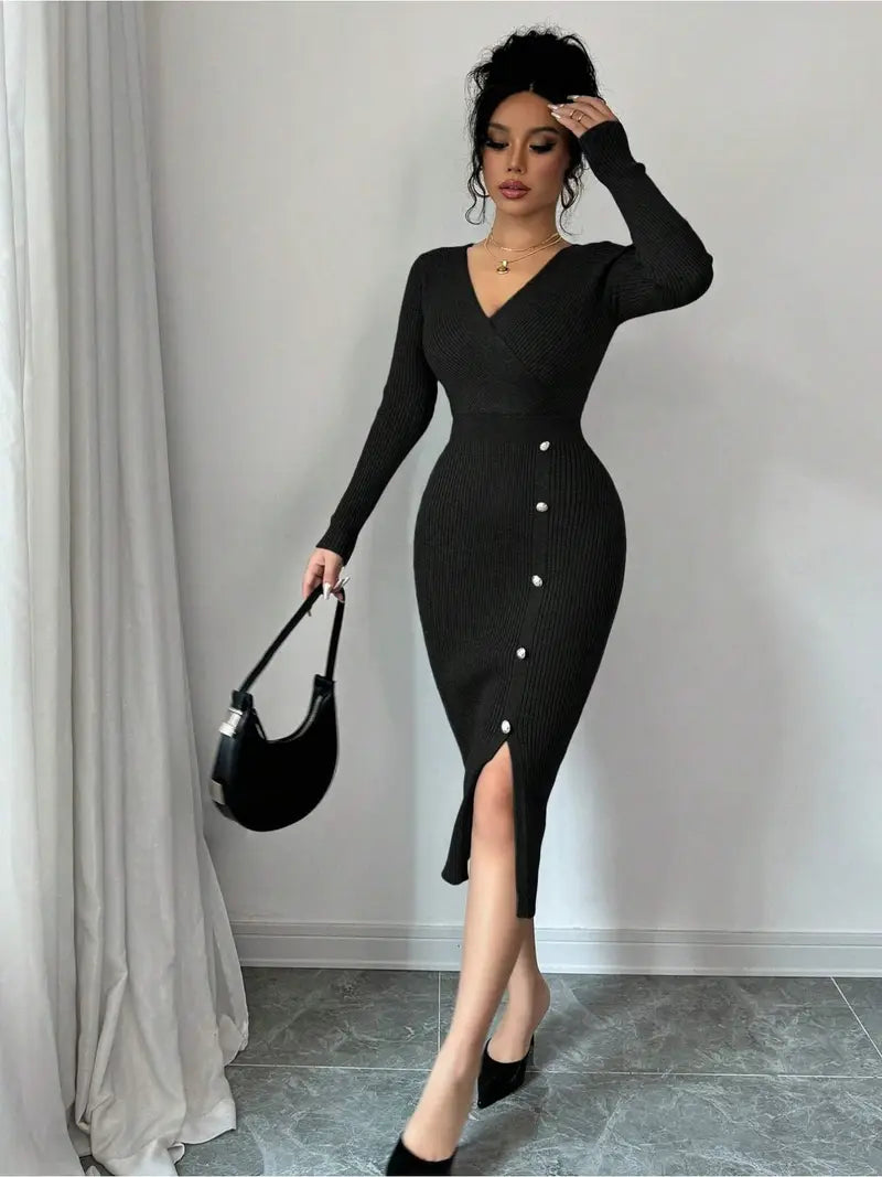 Women'S Elegant V-Neck Sleeveless Dress