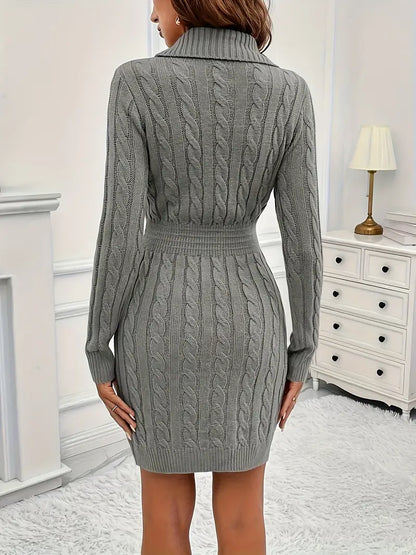 Cinching Twisted V-Neck Long Sleeve Bodycon Dress for Women